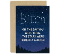 Funny Birthday Card For Her - Humorous Rude Constellation Design - Humorous Starry Night Card For Best Friend Sister Girlfriend Aunt Coworker Women - Blank Inside With Envelope