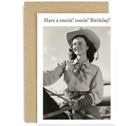 Funny Birthday Card for Her - 'Rootin Tootin' Cowgirl Birthday Card for Female Friend - Humorous Birthday Gifts for Women - For Men - Brother Sister Husband Wife - 40th 50th 60th | Blank Inside