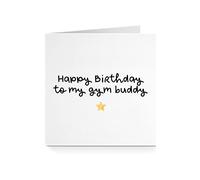 Funny Birthday Card for Him Her - Gym Buddy Yellow Star For Partner Boyfriend Girlfriend Friend
