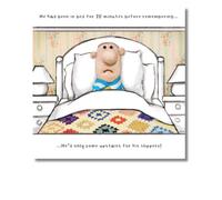 Funny Birthday Card for Him | Man Sitting up in Bed | Emotional Rescue from the Model Family Range | Designed & Printed in the UK | FSC Certified | 16.5 x 16.5cm with Envelope