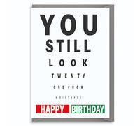 Funny Birthday Card for Him or Her - Optical Illusion Eye Test Design - Cheeky Joke for Friend Brother Sister Colleague - C509