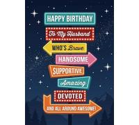 Funny Birthday Card for Husband from Wife - Retro Neon Road Sign Bday Greeting - Romantic Note for Him - Brave Handsome Devoted Message - Hit The Jackpot Theme - 5x7 Inch Unique Gift with Envelope