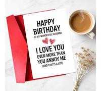 Funny Birthday Card for Husband - Perfect for Family, Friends & Anyone | Unique Gift & Cute Decor Idea | Humorous Card for Birthdays, Valentine's Day, Anniversaries & More A4