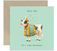 Funny Birthday Card for Male Friend, 'Holy Cow' Humour Bday Gift for Men and Women, Cheeky Rude, Boyfriend Dad Husband Son Mum Men Women - Blank Inside with Envelope