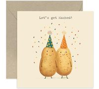 Funny Birthday Card for Men and Women, 'Let's Get Mashed' Potato Humour Bday Gift for Men and Women, Cheeky Rude, Boyfriend Dad Husband Son Mum - Blank Inside with Envelope