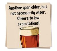 Funny Birthday Card For Men - Cheers To Low Expectations - Beer Birthday Card For Dad, For Brother, For Uncle, For Man, For Him