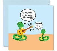 Funny Birthday Card for Men Humour Women - Snake Playing Guitar - Joke Sister Brother Birthday Cards for Him or Her, 145mm Greeting Cards, Womens Mens Cards Mum Dad Auntie Uncle