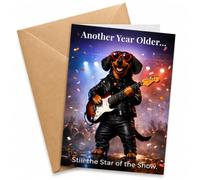 Funny Birthday Card for Men, Rock Star Dog Playing Guitar Birthday Card