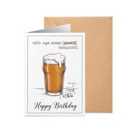 Funny Birthday Card for Men, Sarcastic Beer and Hangover Joke for Getting Older, Humorous Greeting Gift for Husband Dad Brother, Blank Inside Heavy Cardstock with Envelope 12x17cm