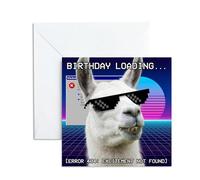 Funny Birthday Card For Men, Women. Alpaca Error 404 Meme Design. Happy Greeting Gift Brother, Sister, Husband, Wife. Sarcastic Present, 13x13cm, Envelope Included