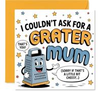 Funny Birthday Card for Mum - A Punny Shout-out for Kitchen Queens - Smiling Grater and Cheesy Joke Design - Sure to Spark a Giggle, Mothers' Day - 145mm Square, Envelope Included