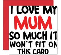 Funny Birthday Card for Mum - Love That Can't Be Measured - Bold Red Text Bursts with Affection, Mother's Day - 145mm Square, Envelope Included