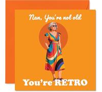 Funny Birthday Card for Nan - Retro Flair for a Fabulous Nan - Vibrant Orange Card with a Stylish, Sassy Grandmother Illustration - 145mm Square, Envelope Included