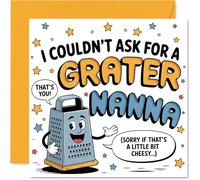 Funny Birthday Card for Nanna - Grate Puns and Giggles - Cartoon Cheese Grater with Witty Caption - Perfect for Kitchen-loving Nanas, Mothers' Day - 145mm Square, Envelope Included