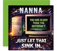 Funny Birthday Card for Nanna - Older Than the Internet? - Playful Retro Tech Design with Witty Caption - 145mm Square, Envelope Included
