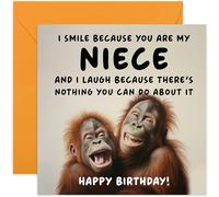 Funny Birthday Card for Niece - 'Nothing You Can Do About It' Chimp Birthday Card for Her - Hilarious Birthday Card from Auntie Uncle - Gift for Her - Blank Inside