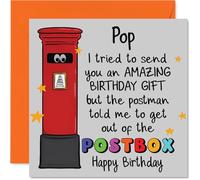 Funny Birthday Card for Pop - Couldn't Fit Your Present in the Postbox - Playful Postbox & Stars Design - Perfect for a Pop Who Loves a Laugh - 145mm Square, Envelope Included