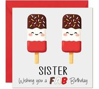 Funny Birthday Card for Sister 'FAB' Cute Fabulous Ice Lolly Hilarious Birthday Greeting Card from Sister Brother Sibling