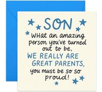 Funny Birthday Card for Son from Parents, You Must Be So Proud Joke - Square, Blank Inside with Premium Envelope
