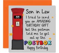 Funny Birthday Card for Son in Law - Birthday Laughs Guaranteed - Cartoon Postbox with Googly Eyes and Cheeky Caption - 145mm Square, Envelope Included