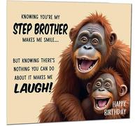 Funny Birthday Card for Step Brother Nothing You Can Do About It Monkey Hilarious Birthday Card from Step-Sister Step-Brother