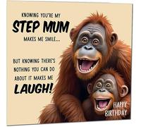 Funny Birthday Card for Step Mum Nothing You Can Do About It Monkey Hilarious Birthday Greeting Card from Step-Son Step-Daughter Gift for Her
