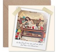 Funny Birthday Card - for the Mate Who Never Stops at Just One - Polaroid-style Party Disaster Photo - 145mm Square, Envelope Included
