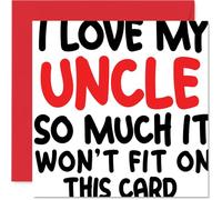 Funny Birthday Card for Uncle - Bursting with Love, Father's Day - A Simple yet Striking Red, Black, and White Motif with Playful Typography - 145mm Square, Envelope Included