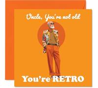 Funny Birthday Card for Uncle - Vintage Vibes for a Top Uncle - Retro Style Gent in Bold Colours - A Cheeky Nod to Getting Older with Flair - 145mm Square, Envelope Included