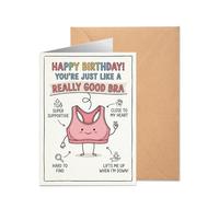 Funny Birthday Card for Women, Humorous Good Bra Joke Design, Supportive Greeting Gift for Best Friend Sister Wife, Blank Inside Heavy Cardstock with Envelope 12x17cm