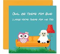 Funny Birthday Card for Women Men - Owl Be There For Ewe - Joke Happy Birthday Card Son Daughter Friend Husband Wife Boyfriend Girlfriend, 145mm Humour Anniversary Greeting Cards