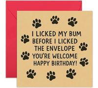 Funny Birthday Card From The Dog - Licked My Bum - Square Card, Blank Inside With Envelope