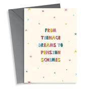 Funny Birthday Card - Getting Older - Teenage Dreams to Pension Schemes
