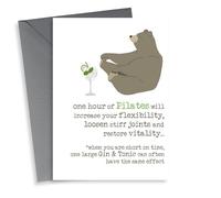 Funny Birthday Card - Gin and Tonic Pilates - One Hour Of Pilates Will Increase Your Flexibility