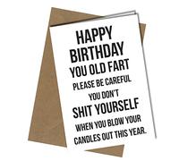 Funny Birthday Card / Happy You Old Fart for Husband Getting Rude Partner | Friend Cheeky Mum Witty Dad #431, Black White & Green