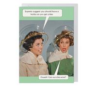 Funny Birthday Card Hobby Older Wine Alcohol - Humorous Retro Greeting Card