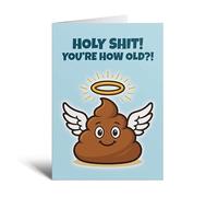 Funny Birthday Card, Holy Poop Design, A5 Size, Blank Inside, Humorous Greeting Card For Him For Her