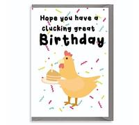 Funny Birthday Card - ‘I Hope You Have a Clucking Great Birthday’ - Humorous Farm Animal Greeting for Friends & Family For Her For Him PET07