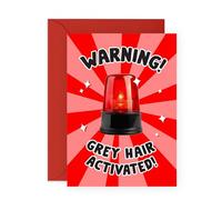 Funny Birthday Card Joke for Aging - Grey Hair Activated Warning - Presents for Him, Her, Friend, Mum, Dad, Auntie, Uncle, Brother, Sister, Husband, Wife, Colleague, BFF- Comes with Fun Stickers