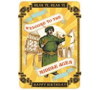 Funny Birthday Card Mystical Medieval Middle Ages Town Crier - Greeting Card
