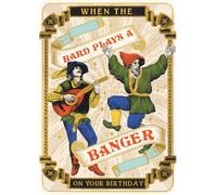 Funny Birthday Card Mystical Medieval Style Bard Plays Banger - Greeting Card