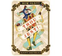 Funny Birthday Card Mystical Medieval Style Thou Jest Jester - Greeting Card