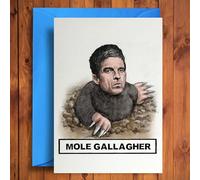 Funny Birthday Card Noel Mole Gallagher Oasis - Celebrity Pun Greeting Card