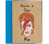 Funny Birthday Card or Fathers Day Card Rude David Bowie Star Man Humour Greeting Card #1032