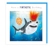 Funny Birthday Card Party Shark - Googly Eyes and Real Fluff Card