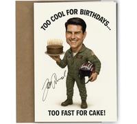 Funny Birthday Card Pilot Themed A5 Size no1998 | Too Cool for Birthdays Too Fast for Cake Movie Fan Inspired, Reproduction Inspired Autograph Design, Brown Envelope Included