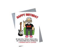 Funny Birthday Card Rock N Roll Slippers Joke Design for Him Dad Brother Mate Rock Music Fan - JBS66
