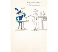 Funny Birthday Card Shakespeare Romeo Poison Bar - Humorous Greeting Card