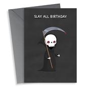 Funny Birthday Card - Slay All Day - Goth