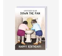 Funny Birthday Card Toilet Humour Down Pan Cute - Humorous Design Greeting Card